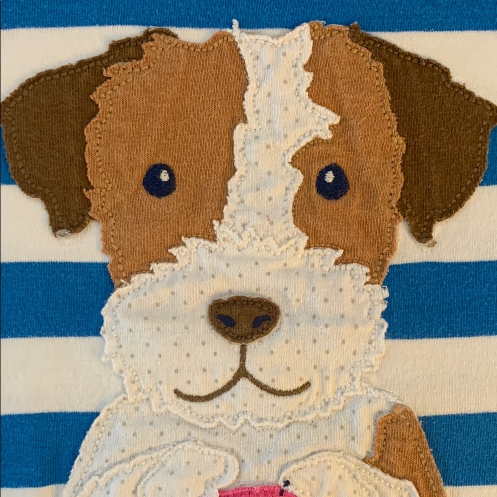 Mini Boden Blue and White Long Sleeve Tee with Dog Graphic sz 4-5 Y - Picture 3 of 5